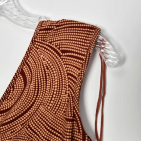 Vtg Y2K Forever 21 Sz S Swirl Dot Print V Neck Tank Top Brown Tan Sleeveless - Picture 2 of 7